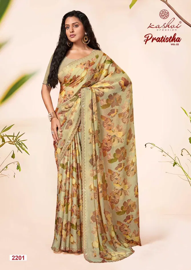 Pratistha Vol 22 By Kashvi Designer Brasso Sarees Suppliers In India